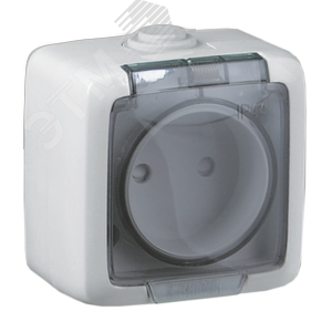 Розетка наружная белая без заземления и без шторокIP44