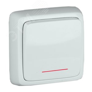 Переключатель одноклавишный наружный с изоляционной пластиной с индикацией белый 10А
