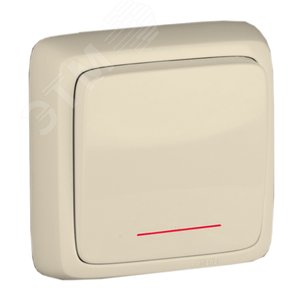 Выключатель одноклавишный наружный с изоляционной пластиной с индикацией слоновая кость 10А