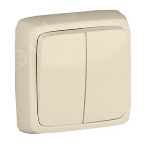 Выключатель двухклавишный наружный с изоляционной пластиной слоновая кость 10А