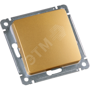 Выключатель одноклавишный, скрытой установки, в рамку, золото