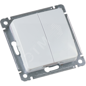 MASTER Выключатель двухклавишный скрытой установки, в рамку, белый