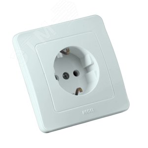 Розетка скрытая с заземлением со шторками белая