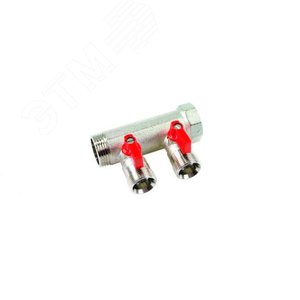 Коллектор 1 с красными шаровыми кранами, 3/4НР под евроконус, 1 - 4xEK14,16,18,20