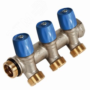 Коллектор VBS с синими вентилями, 3/4НР под евроконус, 3/4 - 3xEK