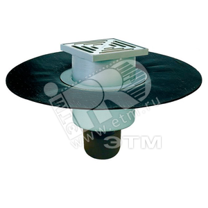 Трап вертикальный 317H с решеткой 150х150 мм высота гидрозатвора 60 мм Q=1.8 л/с, DN 50/70/100 с гидроизоляционным полимербитумным полотном