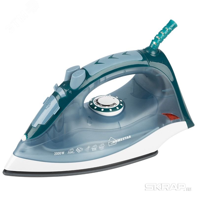 Утюг HS-4003 на 2000 Вт, подошва - керамическая, цвет серо-голубой