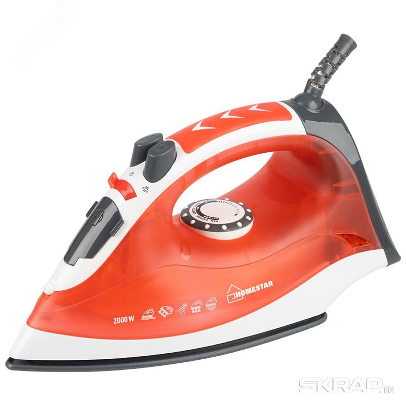 Утюг HS-4003 на 2000 Вт, подошва - керамическая, цвет коралловый