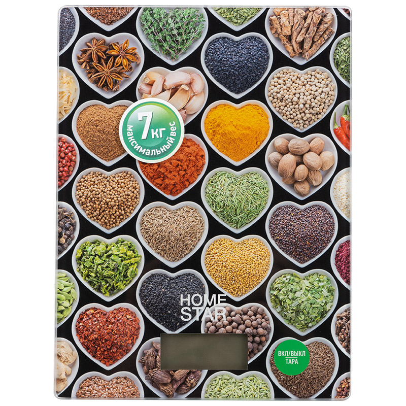 Весы кухонные электронные HS-3008 до 7 кг, рисунок ''Сердечки''