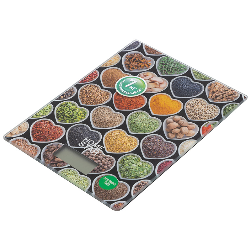 Весы кухонные электронные HS-3008 до 7 кг, рисунок ''Сердечки''