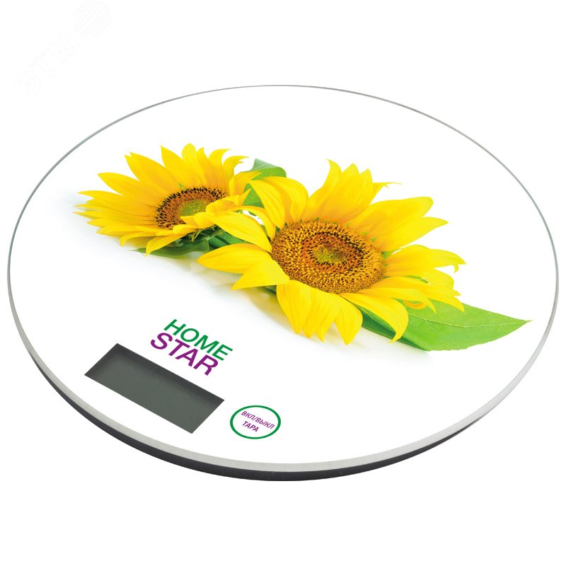 Весы кухонные электронные HS-3007S до 7 кг, рисунок ''Подсолнух''