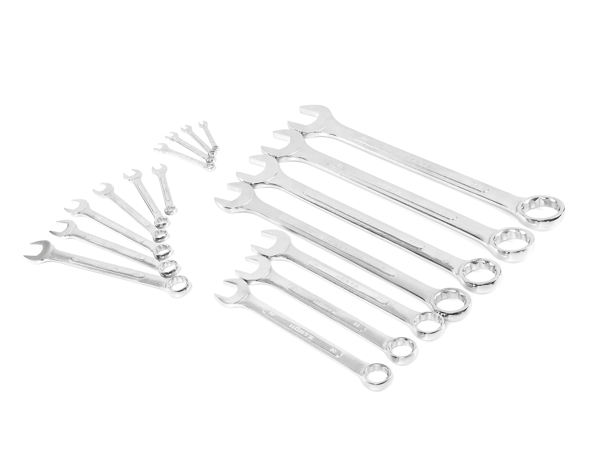 Набор ключей гаечных комбинированных 17шт. (8-55) хромирование HORTZ