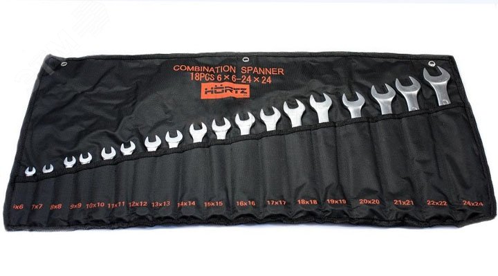 Набор ключей гаечных комбинированных 17шт. (8-55) хромирование HORTZ