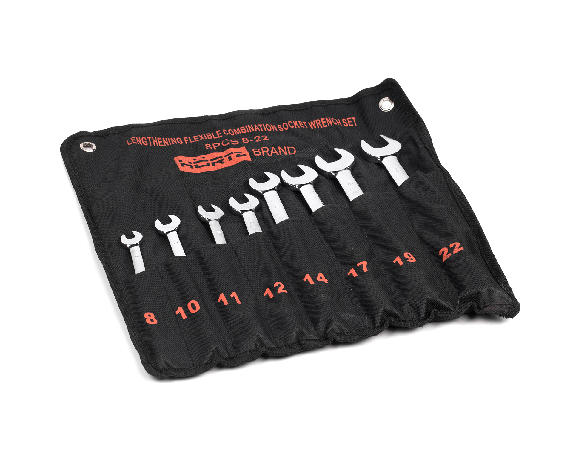 Набор ключей комбинированных торцевых шарнирных удлиненных 8 (8-22) хром HORTZ