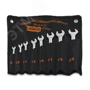 Набор ключей комбинированных торцевых шарнирных удлиненных 8 (8-22) хром HORTZ