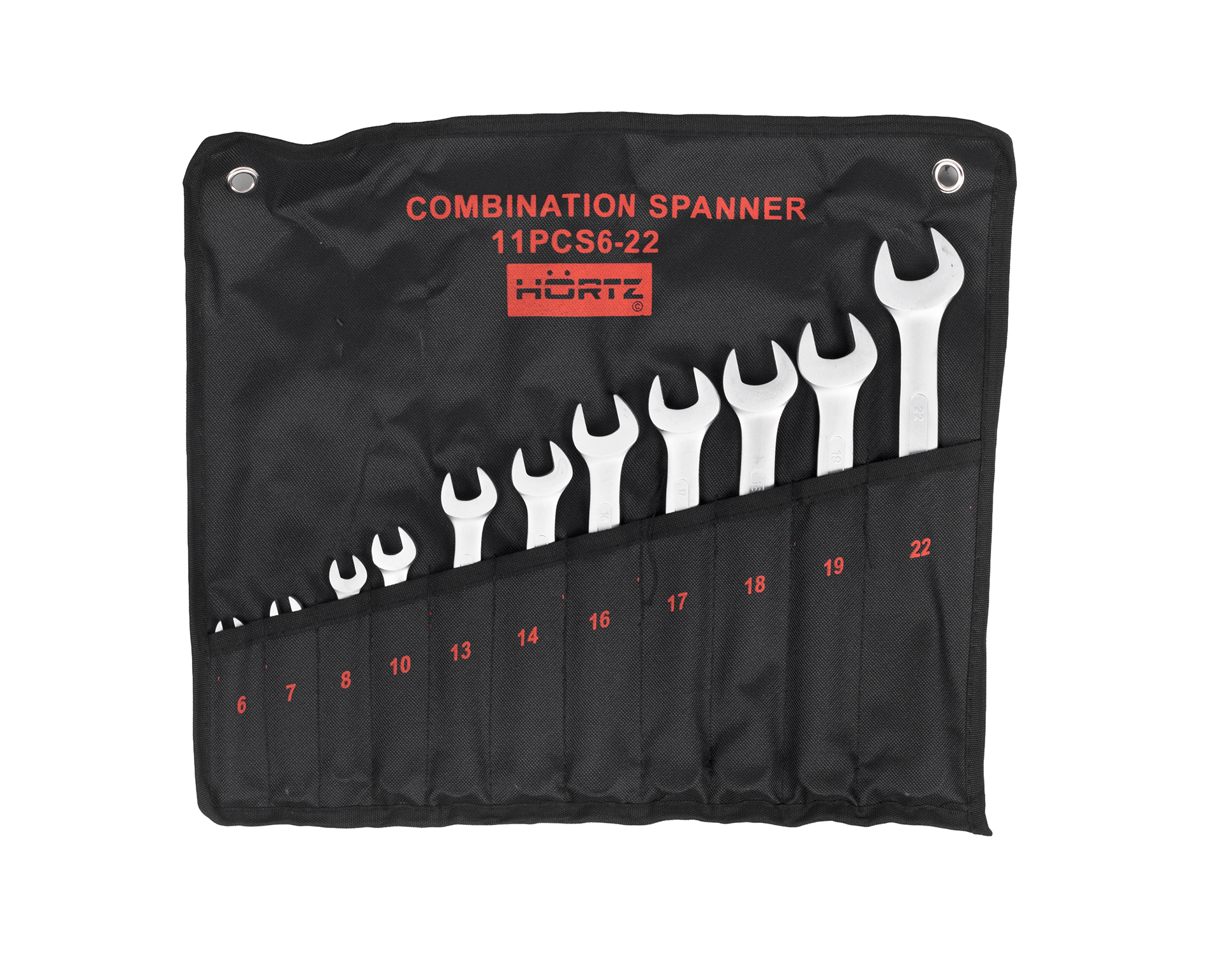 Набор ключей гаечных комбинированных 11 шт. (6-22) хром. HORTZ