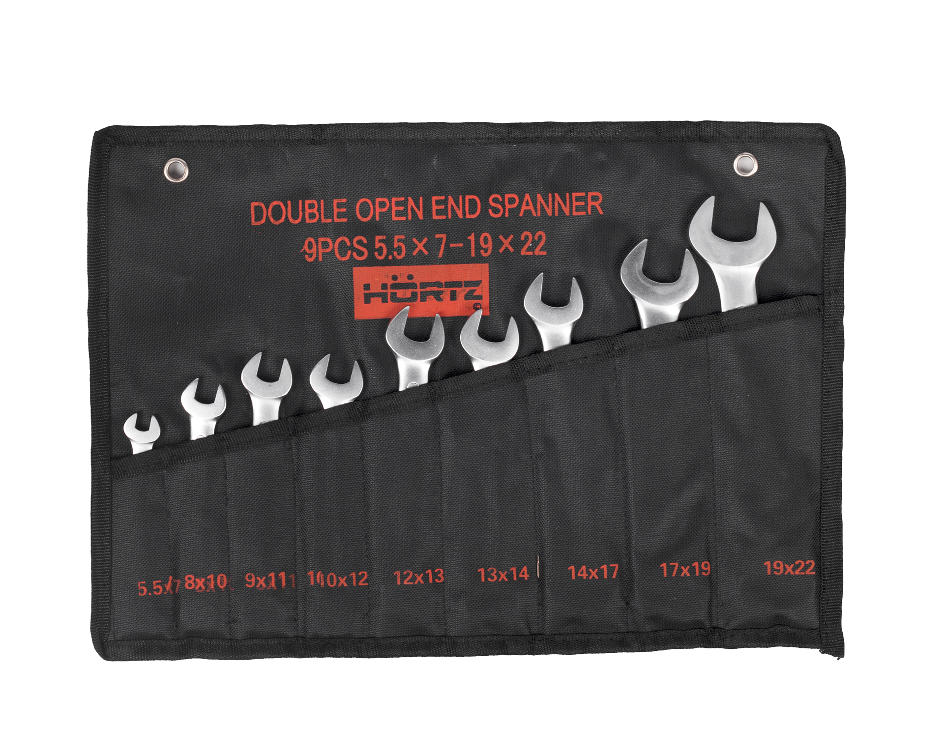 Набор ключей гаечных (рожковых) двусторонних 9 шт. (5,5-22) хром. HORTZ