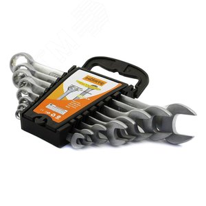 Набор ключей гаечных комбинированных 8 шт. (7-22) сатин финиш в клипсе HORTZ