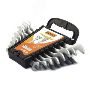 Набор ключей гаечных рожковых двусторонних 9 шт. 7-22 сатин финиш в клипсе HORTZ