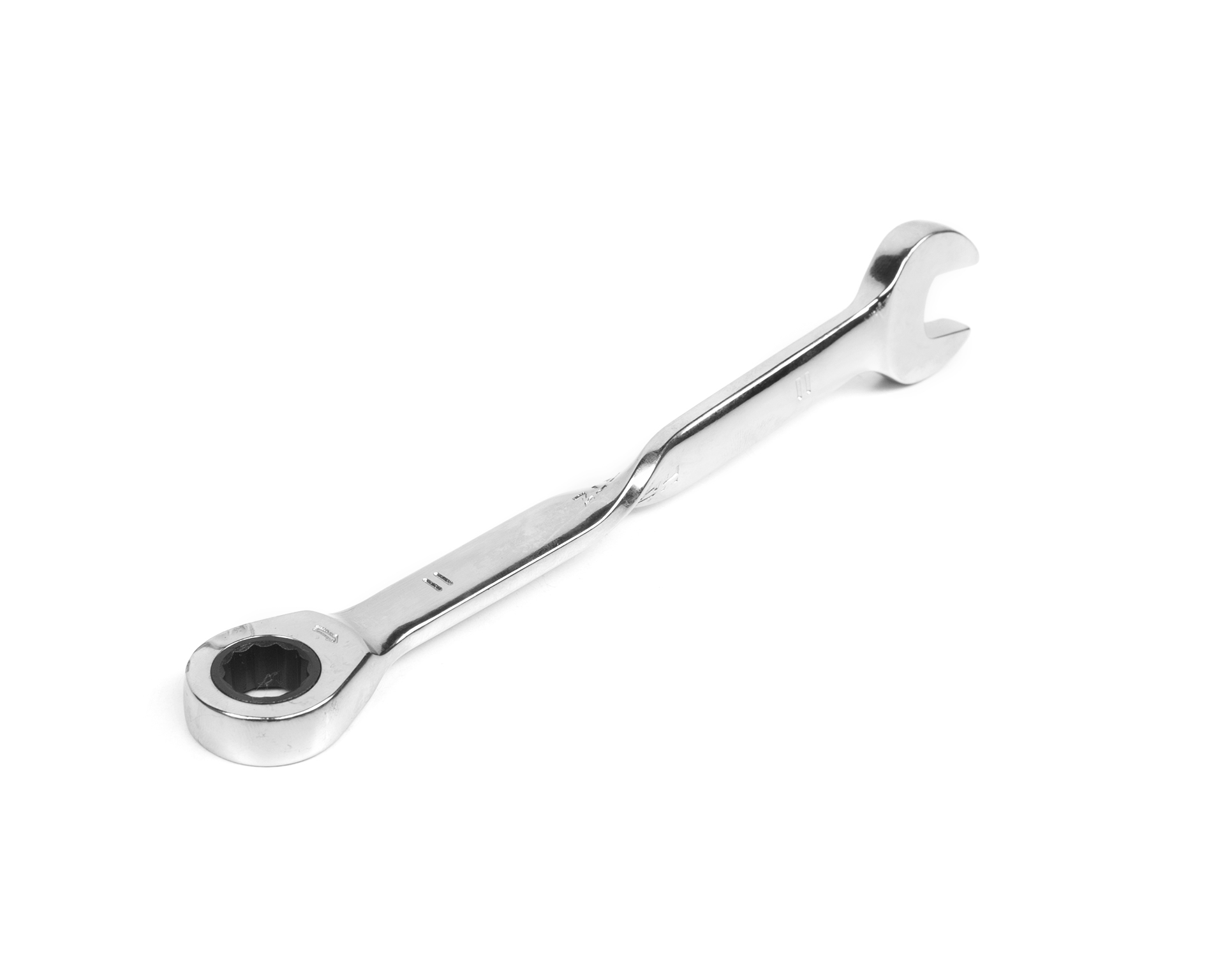 Ключ комбинированный трещоточный удлиненный 11х11 мм с изогнутой рукояткой хром HORTZ