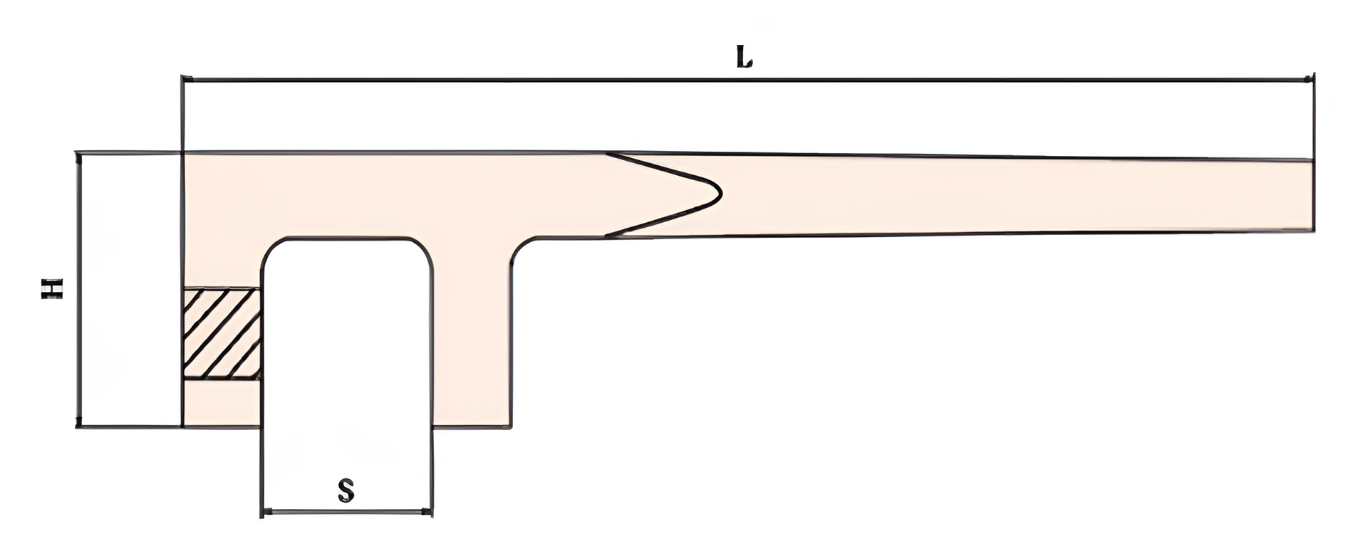 Ключ вентильный с прямоугольным сечением 60х500 искробезопасный сплав AlCu 174-60, HORTZ