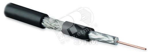 Кабель коаксиальный RG-59. 75 Ом. жила - 20 AWG. для внешней прокладки (+60 C - -40 C). общий диаметр 6.1мм. PE