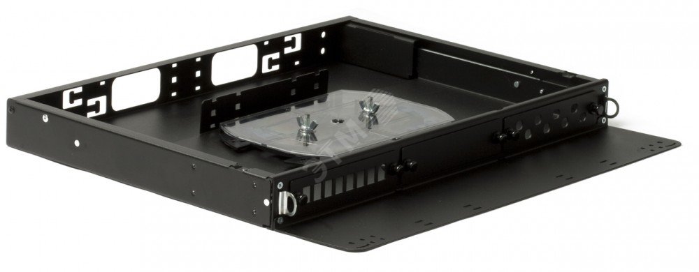 Бокс оптический универсальный 19 выдвижной с полкой от 8 до 24 портов (SC duplex LC ST FC) со сплайс пластиной без пигтейлов и проходных адаптеров 1U 