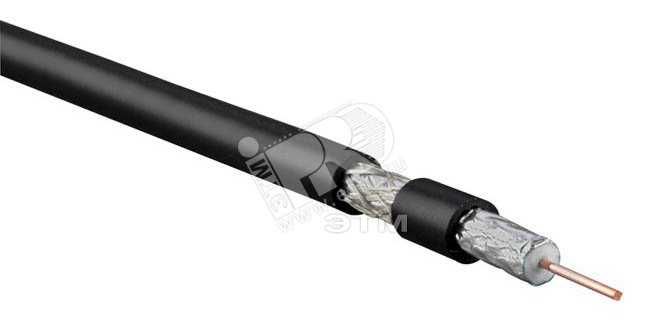 Кабель коаксиальный RG-6. 75 Ом (ТВ. SAT. CATV). жила - 1.00 мм (медь. solid). экран - фольга+оплетка(луженная медь. 48%)+фольга. общий диаметр 6.9мм.