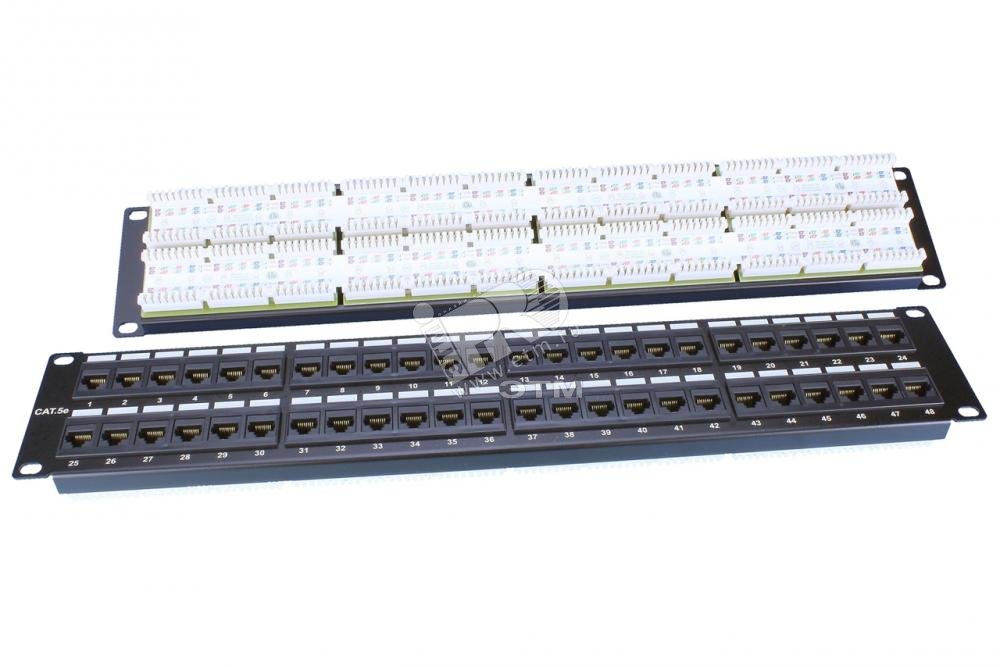 Патч-панель 19' 2U 48 портов RJ45 категория 5e Dual IDC ROHS черный