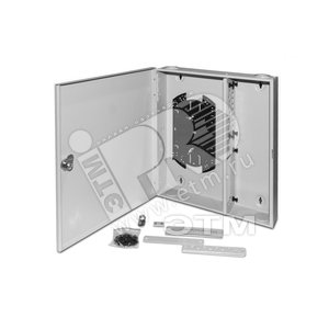 Бокс оптический универсальный настенный. от 8 до32 портов (SC. duplex LC. ST. FC). со сплайспластиной. без пигтейлов и проходных адаптеров. серый