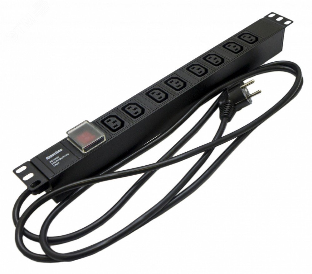 Блок розеток для 19д шкафов горизонтальный с выключателем