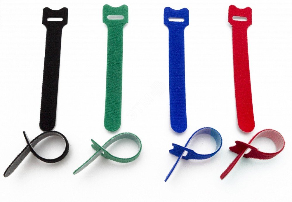 Хомут для кабеля. липучка с мягкой застежкой. 125x15 мм. черный (10 шт.)