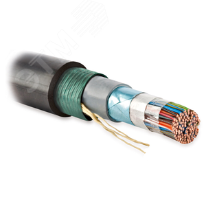 Кабель витая пара. экранированная F/UTP. категория 3. 10 пар (24 AWG). одножильный (solid). бронированный. для внешней прокладки. PE. черный FUTP10-C3