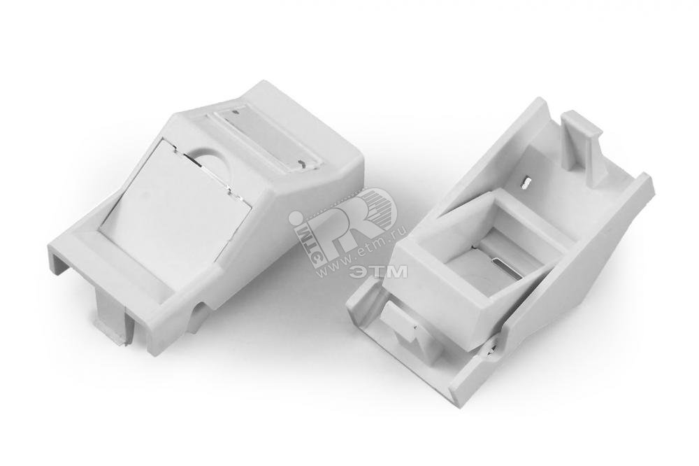 Вставка угловая 45x22.5 (аналог Mosaic) для 1 модуля формата Keystone Jack со шторками ROHS белая