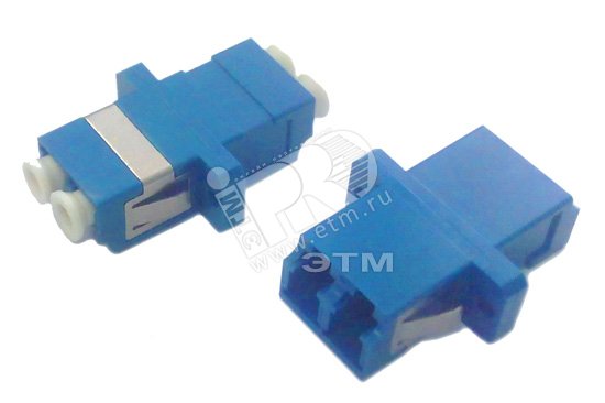 Адаптер оптический проходной LC/UPC-LC/UPC SM duplex пластиковый синий/белые колпачки