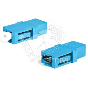 Адаптер проходной оптический LC/UPC-LC/UPC SM simplex пластиковый синий колпачки белые