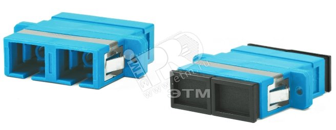 Адаптер оптический проходной SC/UPC-SC/UPC SM duplex корпус пластиковый синие и черные колпачки