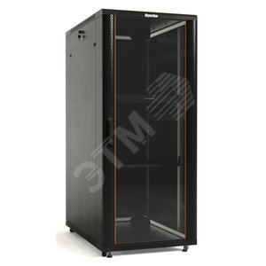 Шкаф напольный 19-дюймовый 22U 1166x600х600мм передняя стеклянная дверь со стальными перфорированными боковинами задняя дверь сплошная ручка с замком 