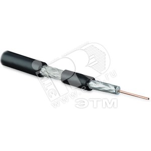 Кабель коаксиальный SAT703N. 75 Ом. жила - 17 AWG (1.13 мм. медь.solid). экран - фольга+оплетка (луженная медь. 45%). общий диаметр 6.6мм. изоляция PV