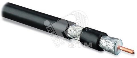 Кабель коаксиальный RG-11. 75 Ом. жила - 14 AWG. черный ПВХ (от -20C дo +80C). общий диаметр 10.16мм. PVC