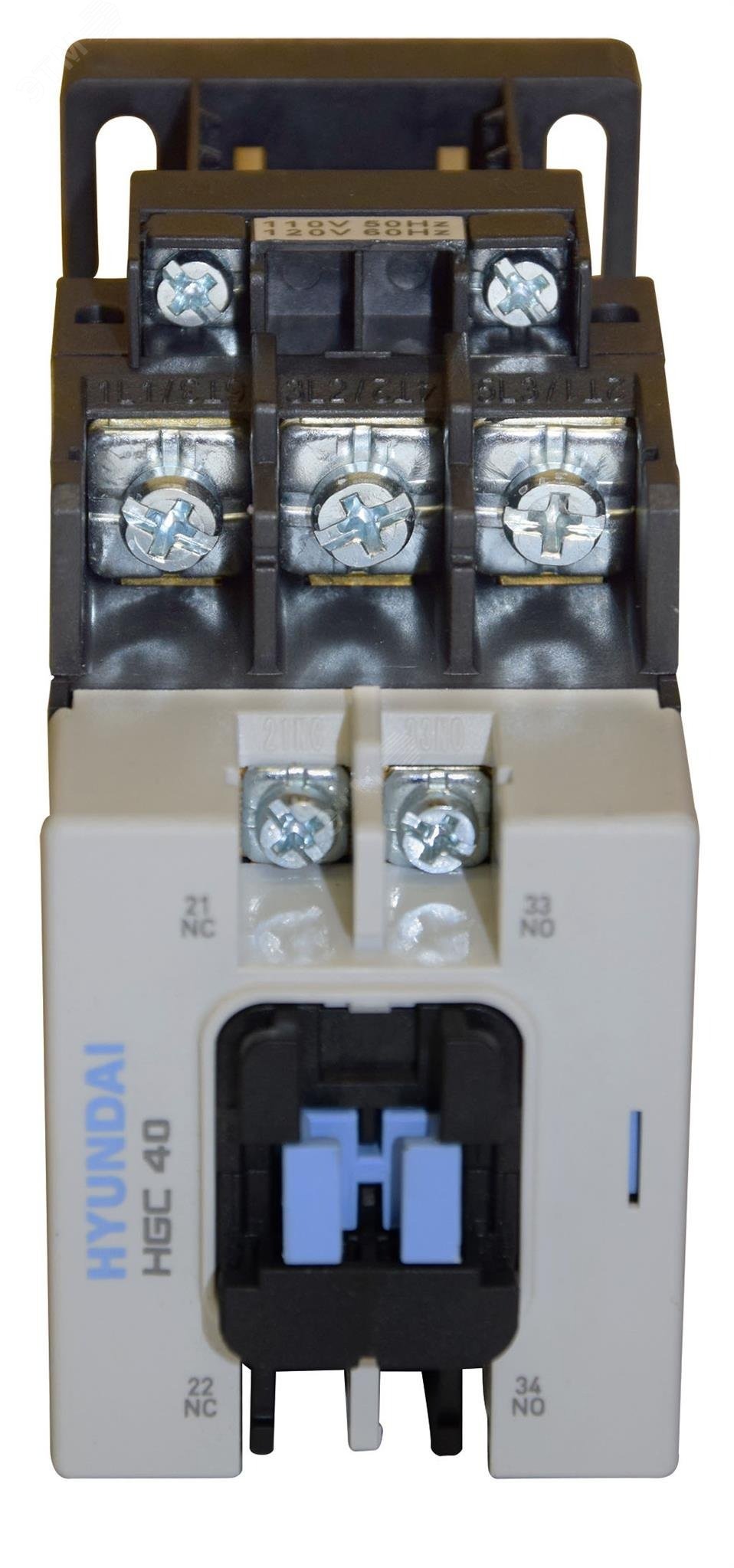 Магнитный контактор HGC40 11NS X380 40A 18.5 кВт при АС3 (380-440В) кат. 380В АC 1НО+1НЗ