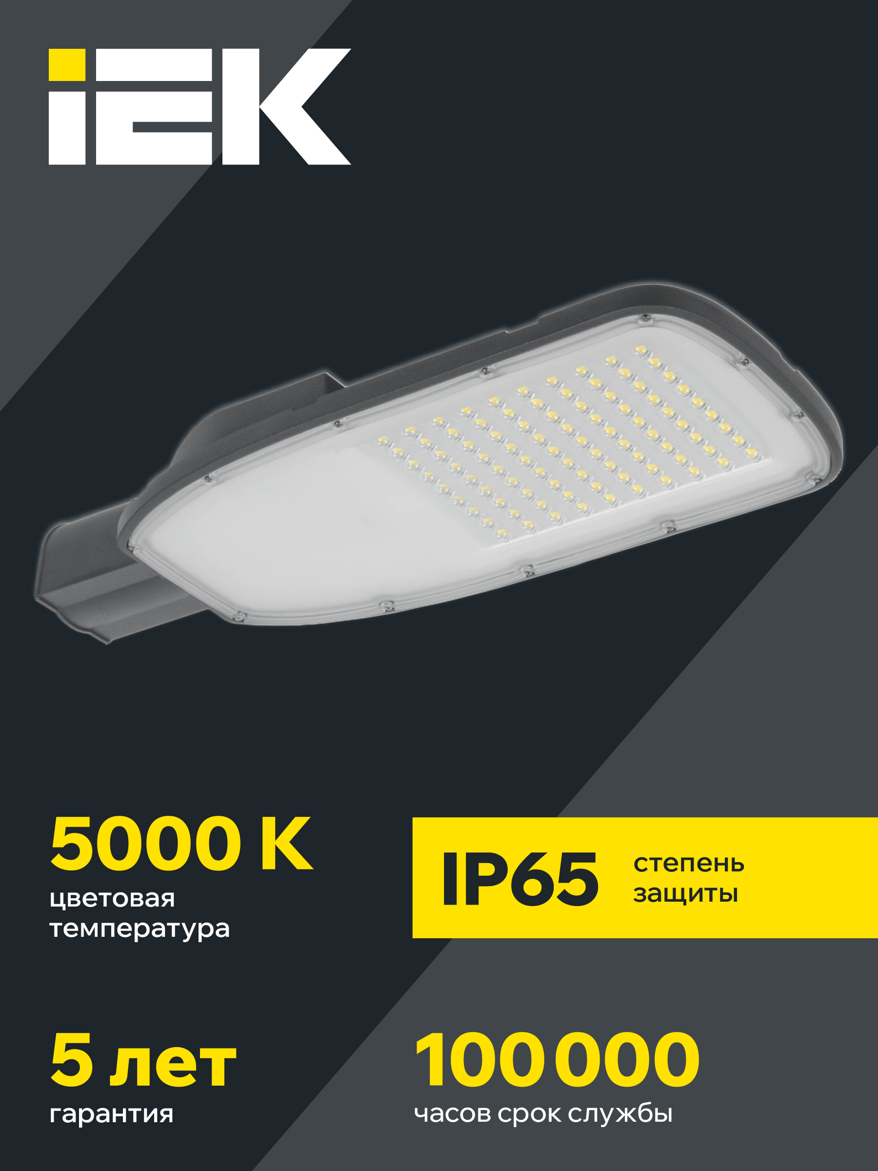 Светильник светодиодный консольный ДКУ 1004-150Ш 5000К IP65 серый IEK