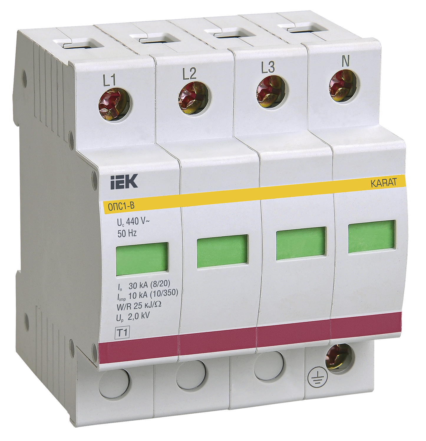 KARAT Ограничитель импульсного перенапряжения ОПС1-B 4P In=30кА Un=400В Im=60кА IEK