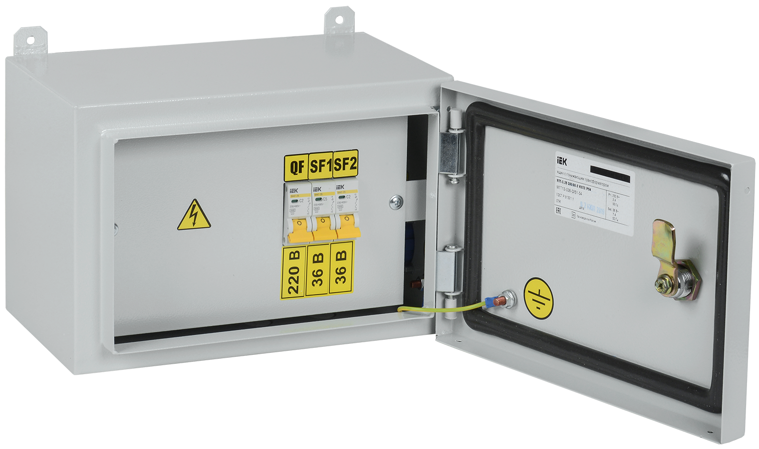 Ящик с понижающим трансформатором ЯТП-0,25 230/36-3 УХЛ2 IP54 IEK