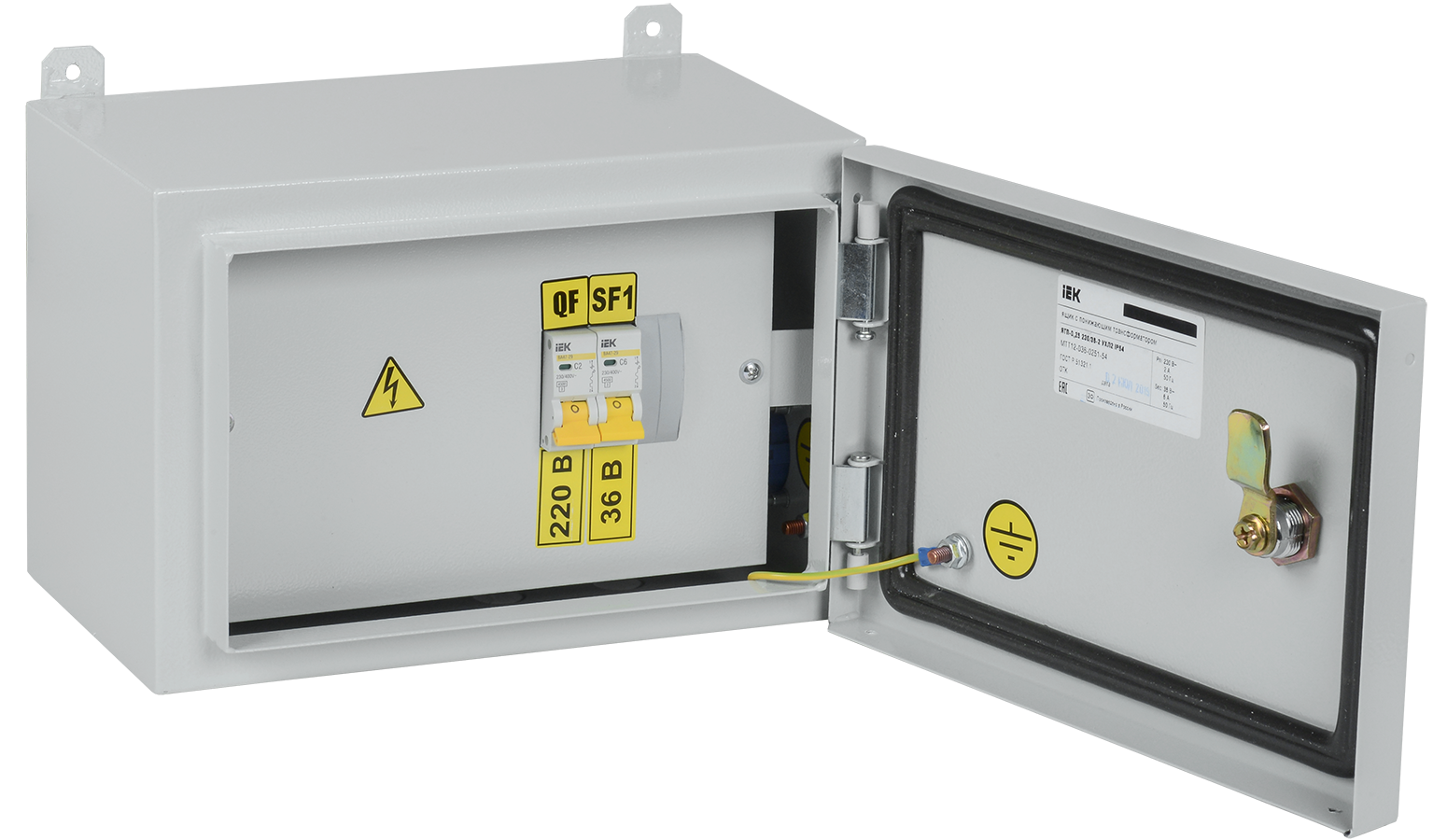 Ящик с понижающим трансформатором ЯТП-0,25 230/36-2 УХЛ2 IP54 IEK