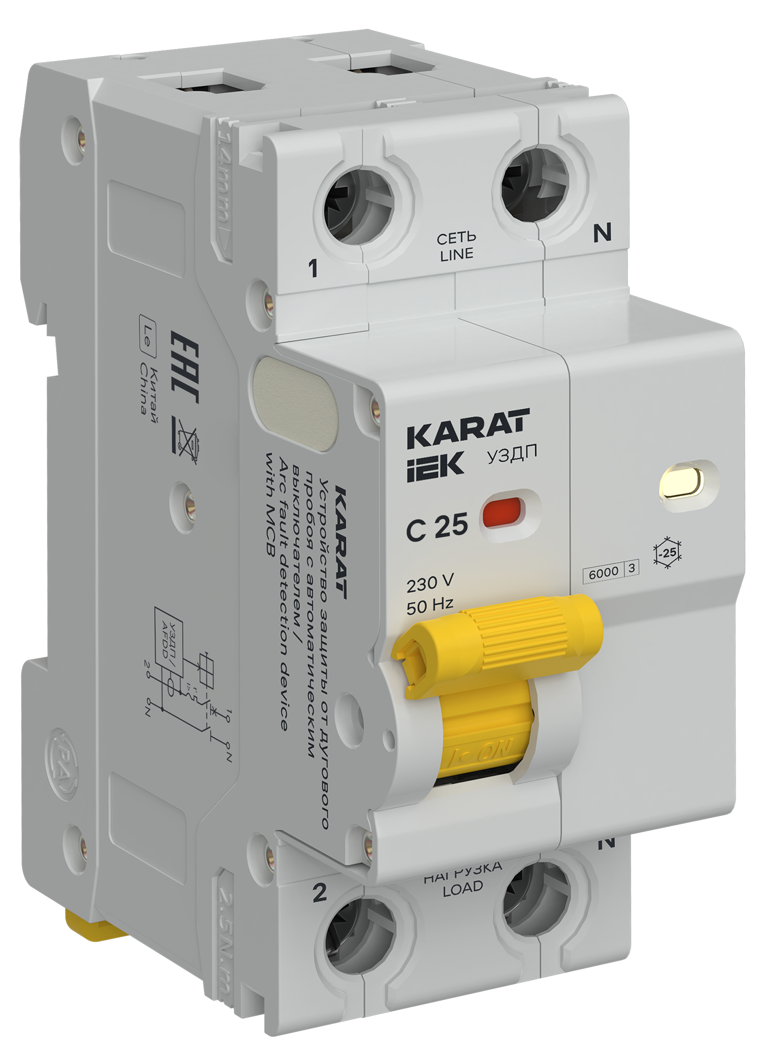 KARAT Устройство защиты от дугового пробоя c автоматическим выключателем 1P+N C 25A IEK