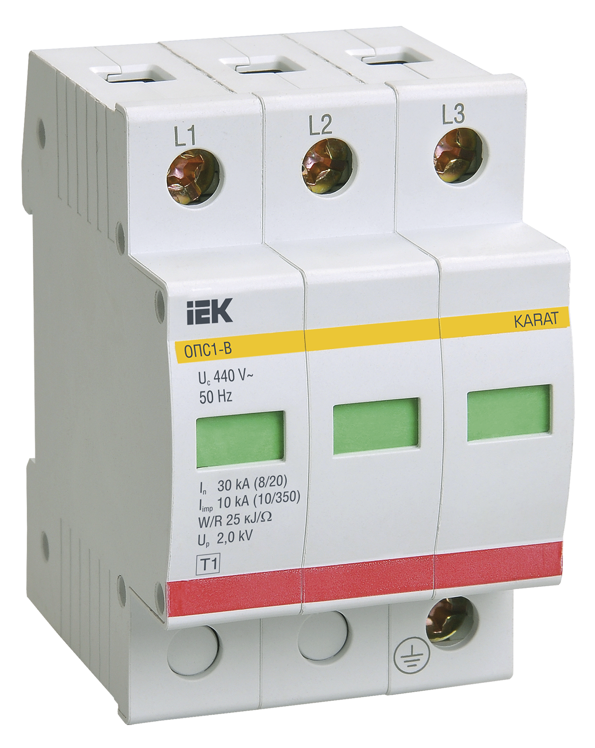 KARAT Ограничитель импульсного перенапряжения ОПС1-B 3P In=30кА Un=400В Im=60кА IEK
