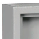 Неразборный металлический корпус с дверцей, закрываемой на замок.