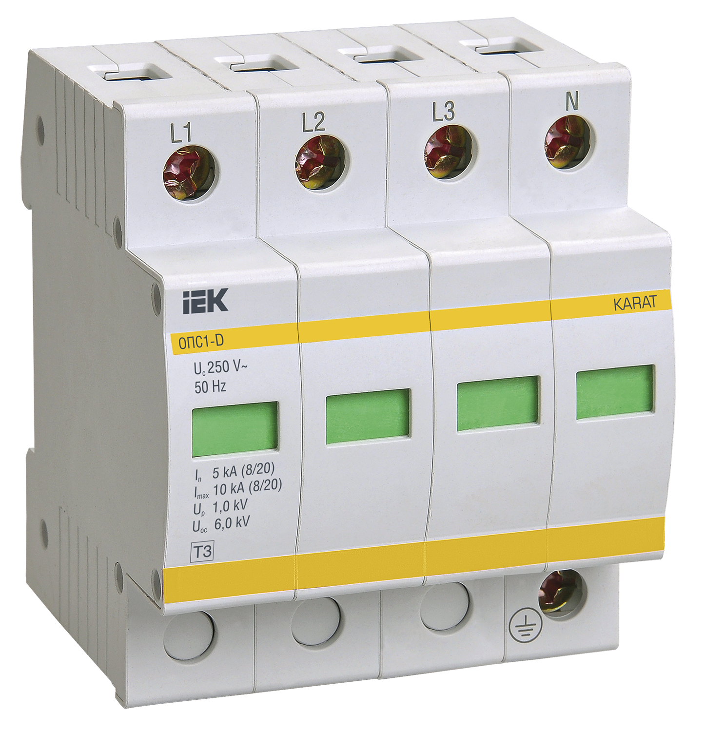 KARAT Ограничитель импульсного перенапряжения ОПС1-D 4P In=5кА Un=230В Im=10кА IEK