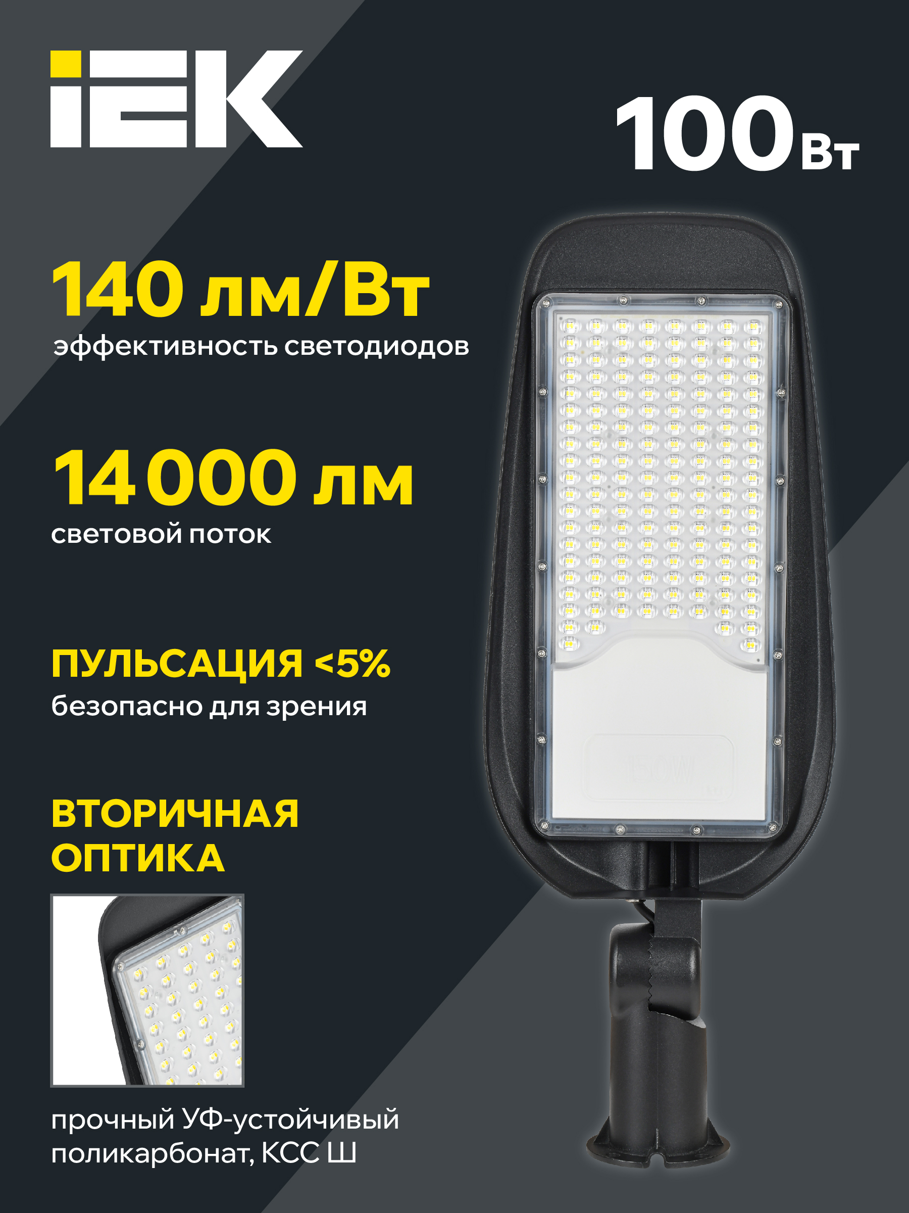 Светильник светодиодный консольный ДКУ 1014-100Ш 5000К IP65 IEK